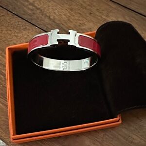 Hermes Silver and Red Women's Bracelet